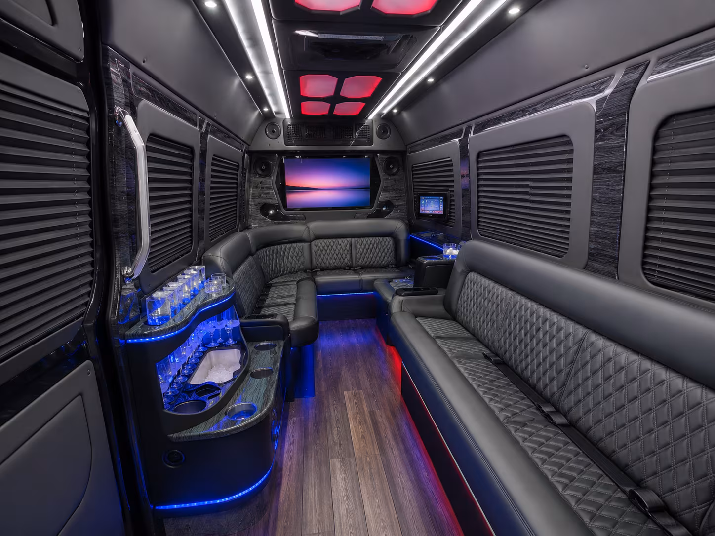 Manchester School Event Transportation party bus exterior