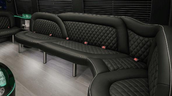 Interior of Charter Bus Company Lowell's 14 Passenger Sprinter Limousine in Lowell