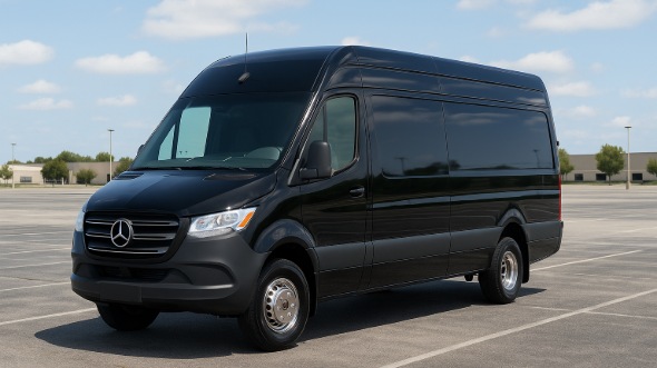 Exterior of Charter Bus Company Medford's 14 Passenger Sprinter Limousine in Medford