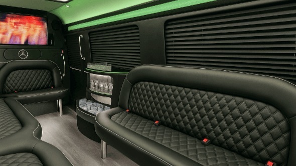 Interior of Manchester Party Bus Company's 15 Passenger Party Bus in Manchester