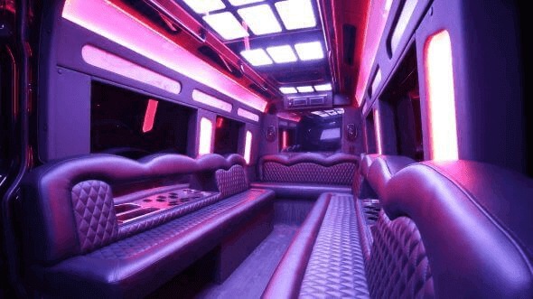 Interior of Charter Bus Company Haverhill's 18 Passenger Party Bus in Haverhill
