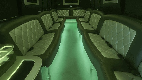 Interior of Charter Bus Company Lawrence's 20 Passenger Party Bus in Lawrence