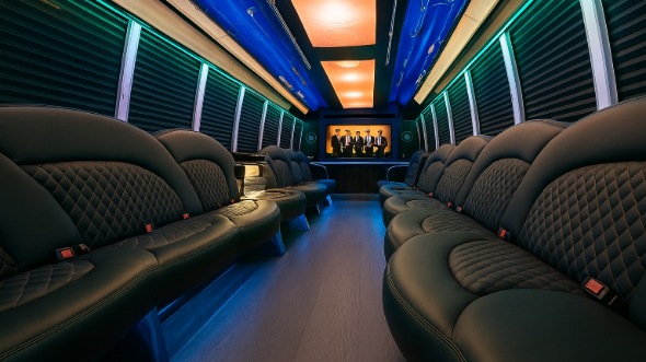 Interior of Charter Bus Company Lowell's 25 Passenger Party Bus in Lowell