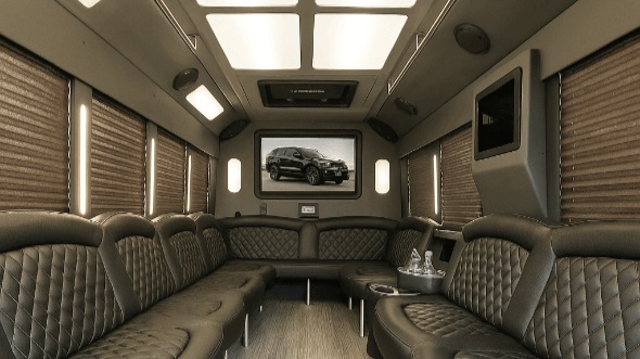 Interior of Charter Bus Company Lynn's 25 Passenger Party Bus in Lynn