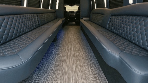 Interior of Charter Bus Company Lawrence's 40 Passenger Party Bus in Lawrence