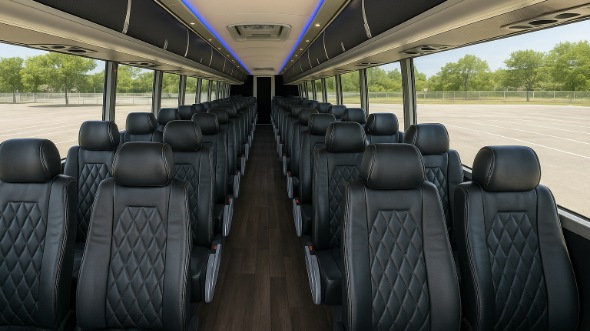 Interior of Charter Bus Company Manchester's 46 Passenger Charter Bus in Manchester