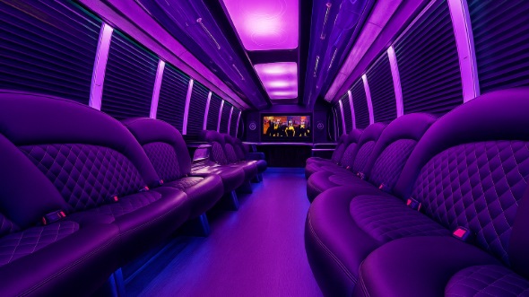 Interior of Charter Bus Company Boston's 50 Passenger Party Bus in Boston