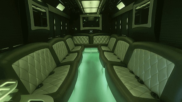 Interior of Charter Bus Company Revere's 50 Passenger Party Bus in Revere