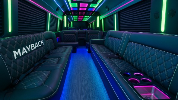 manchester 25 passenger party bus inside